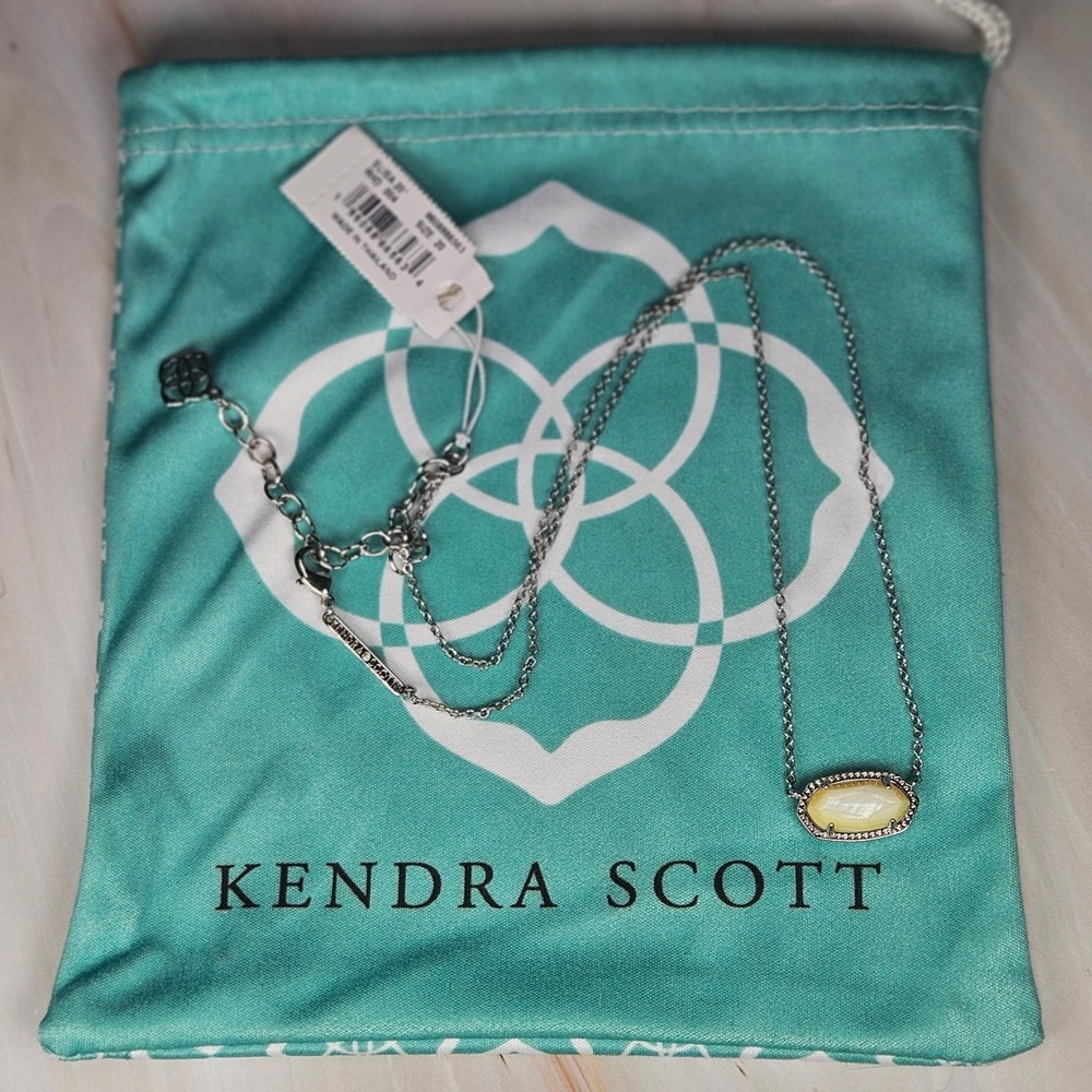 NWT Kendra Scott Silver Necklace Yellow Mother-of-Pearl 20" Chain